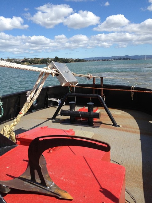 The new Manson Boss being tested on Auckland harbour, the tests were stopped after the 15.7kg anchor held an almost 10 tonne load. © SW